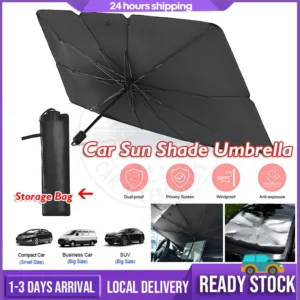 Ready Stock Universal Car Windshield Sun Shade Cover Car Sunshade Front Window Mount Umbrella Car Windshield Parasol UV Ray