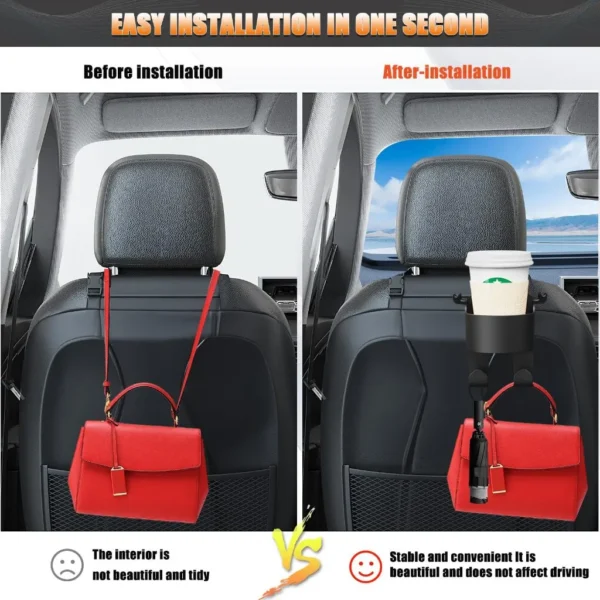 4801af13b80d68216ea19946fc93b715.jpg_.webp Multifunctional Hook for Car Seat Headrest 3 in 1 Vehicle Backseat Drink Cup Holder Universal Car Storage Organizer Hooks for Purses and Bags Cute Phone Holder Handbag Clothes Key Umbrella