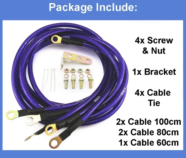 568ab5f2b5d39b1bd9f7f1097f8a1176.webp MDK GROUNDING WIRE KIT HKS EARTH CABLE Complete set with Screw Bracket Car Vehicle Lorry