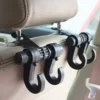 Car Accessories Headrest Double Hook Hanger Four Wheels Vehicle Back Seat Behind Organizer Food Groceries Useful Holder