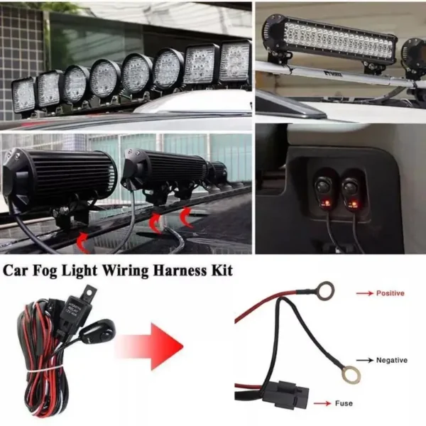 Car 12V 40A Sportlight Wiring Kit Harness Kit Strobe with On Off Switch Relay Fog Lamp Wire Kit  relay Spot Light