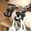 Car Accessories Headrest Double Hook Hanger Four Wheels Vehicle Back Seat Behind Organizer Food Groceries Useful Holder