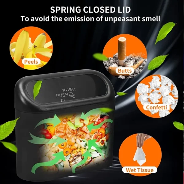 Ready StockCar Dustbin Can Garbage Universal Trash Bin Portable Organizer Holder Hanging Mini Wastebasket Bin Office Home Tools