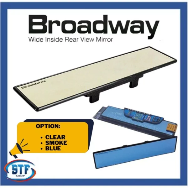 my-11134207-7rasd-mb7me3z725d67b.webp NAPOLEX BROADWAY Blue White Smoke Convex Flat 270mm 300mm Wide Car Rear View Mirror Clip Interior Universal BW147BW746