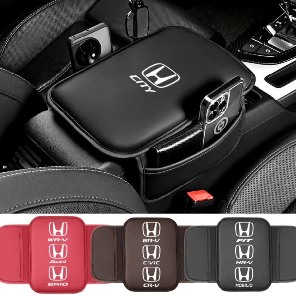 sg-11134201-7rd3l-lvjrlvasqf6t57.webp Honda Mugen Power Leather Armrest Box Protective Pad Memory Cotton Booster Pad Central Armrest Protective Cover Car Decoration Accessories